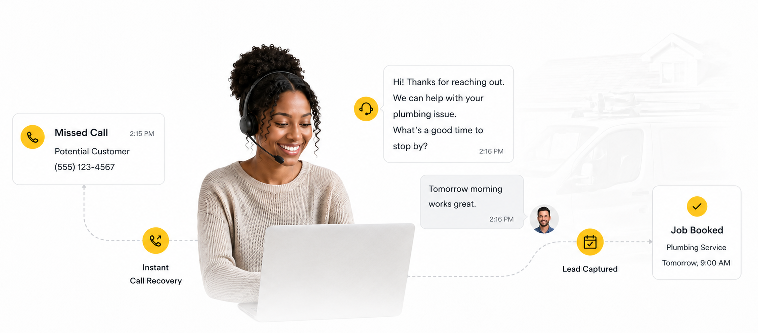 Missed Call Recovery texting a homeowner lead